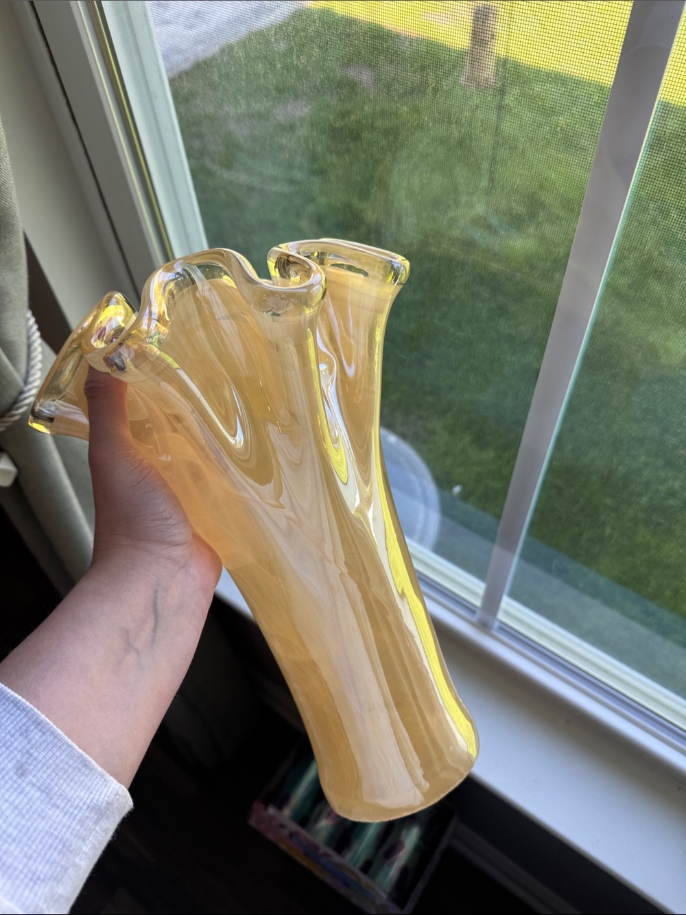 Yellow Ruffle Glass Vase
